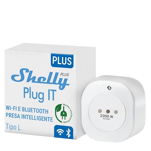 Shelly Plus Plug IT - Intelligente Steckdose funktioniert mit Alexa und Google Home, programmierbare Steckdose mit Sprachsteuerung, Bluetooth und WLAN Gerät zur Automatisierung von Strommessgeräten von Shelly