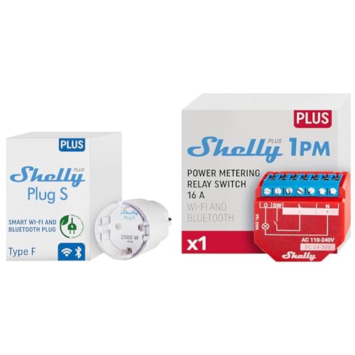 Shelly Plus Plug S - Intelligente Steckdose Funktioniert mit Alexa & Google Home & Plus 1PM | WLAN & Bluetooth Relais Schalter mit Strommessung von Shelly
