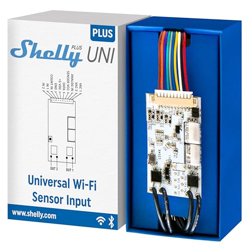 Shelly Plus Uni | Smartes Wi-Fi- und Bluetooth-gesteuertes Modul mit potenzialfreien Kontakten | Hausautomatisierung | Kein Hub erforderlich | Präziser Spannungsmesser | Impulszählung von Shelly