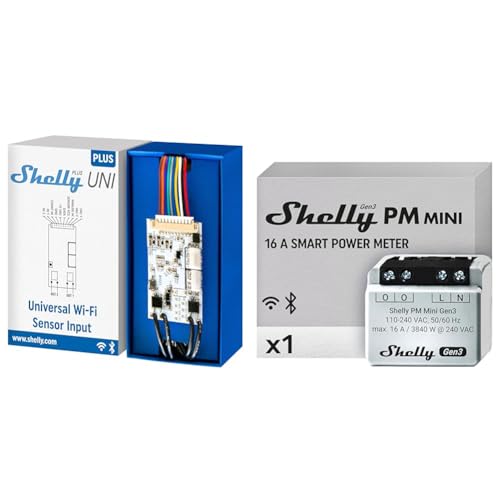 Shelly Plus Uni | Smartes Wi-Fi- und Bluetooth-gesteuertes Modul & PM Mini Gen 3 | Intelligenter WLAN- und Bluetooth-Leistungsmesser 1 Kanal 16 A von Shelly