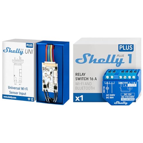 Shelly Plus Uni | Smartes Wi-Fi- und Bluetooth-gesteuertes Modul & Plus 1 | Wlan & Bluetooth Smart Relais Schalter | Hausautomation von Shelly