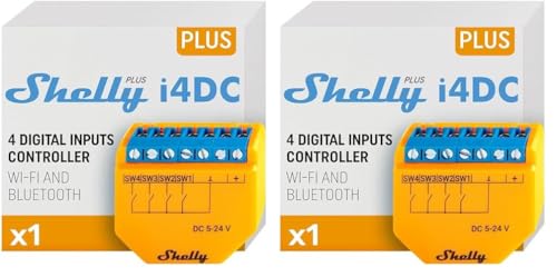 Shelly Plus i4 DC | WiFi- und Bluetooth-Smart-Controller mit 4 digitalen Eingängen Relay | Hausautomation | Funktioniert mit Alexa | iOS-Android-App| Kein Hub erforderlich | Fernbedienung von Shelly