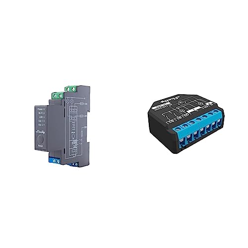 Shelly Pro 2 Home Relais 2“ WLAN & LAN Schaltaktor Max. 25A BT, Black & Plus 2PM Smart Home Doppel Relais Schalter von Shelly