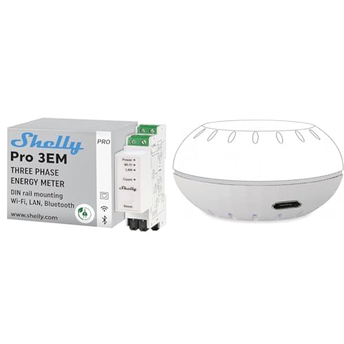 Shelly Pro 3EM (120A) | WLan & Bluetooth Smart Energy Monitoring 3-Phasen-Relaisschalter & 20221 DIY, mit USB von Shelly