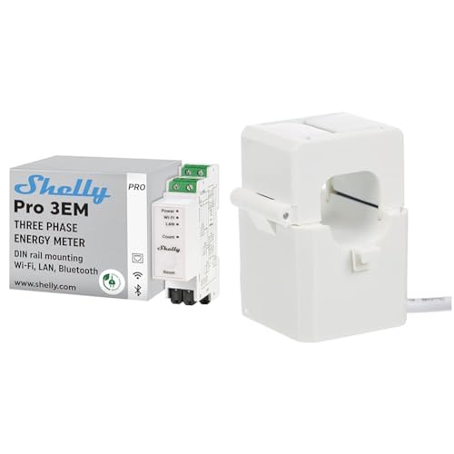Shelly Pro 3EM (120A) | WLan & Bluetooth Smart Energy Monitoring 3-Phasen-Relaisschalter & Stromwandler 120A - Erweiterungsmodul von Shelly