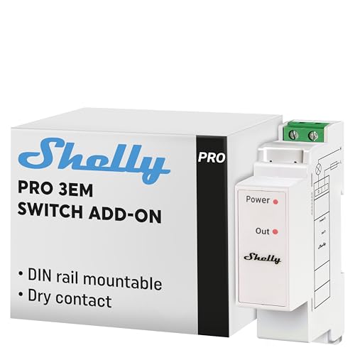 Shelly Pro 3EM Switch Add-On | Add-on Pro 3EM Trockene Kontakte DIN-Schienenmontage möglich | Hausautomation | iOS Android App | Kein Hub nötig Shelly Pro 3EM Switch Add-On | Add-on Pro 3EM Trockene Kontakte DIN-Schienenmontage möglich | Hausautomation | iOS Android App | Kein Hub nötig von Shelly