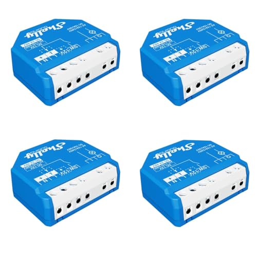 Shelly Qubino Wave 1 | 4er Pack | Z-wave Smart-Schalter-Relais, 1 Kanal 16 A mit Trockenkontakt | Hausautomation | Z-Wave Gateway | Geringer Stromverbrauch | Repeater Erweitertes Netz von Shelly