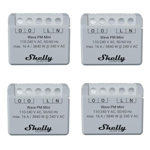 Shelly Qubino Wave PM Mini | 4er Pack | Z-wave Leistungsmesser, 1 Kanal 16 A mit | Hausautomation | iOS-Android-App | Geringer Stromverbrauch | Hohe Kompatibilität von Shelly