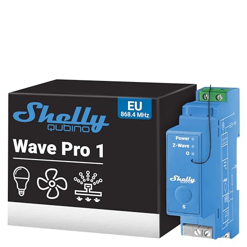 Shelly Wave Pro 1 | Professioneller 1-Kanal Z-Wave DIN-Schienen Smart Schalter mit Potentialfreien Kontakten​ - 16A | Z-Wave 800 Series Lichtschalter | Hausautomation | Z-Wave-Gateway Erforderlich von Shelly