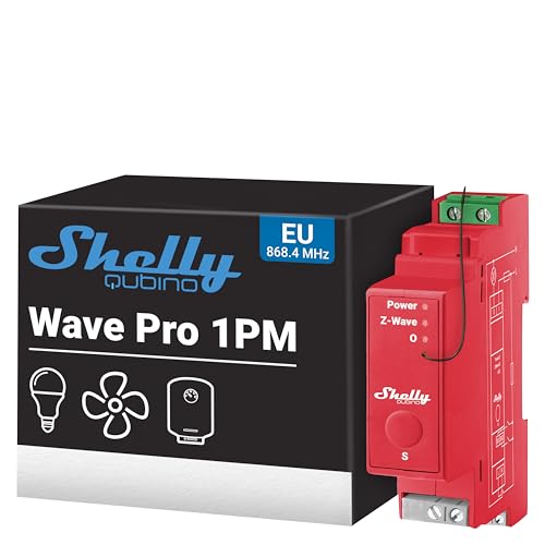 Shelly Qubino Wave Pro 1PM | Professioneller 1-Kanal-DIN-Schienen-Z-Wave 800 Series-Smart-Schalter mit Leistungsmessung​ | Hausautomation | Repeater Erweitertes Netz​ von Shelly