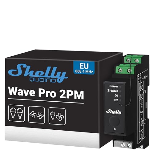 Shelly Qubino Wave Pro 2PM | Professioneller 2-Kanal-DIN-Schienen-Z-Wave 800 Serie Smart-Schalter mit Leistungsmessung​ | Hausautomation | Repeater Erweitertes Netz​ von Shelly