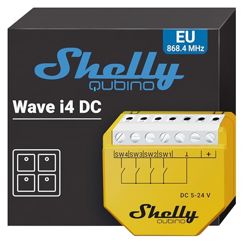 Shelly Qubino Wave i4 DC | Z-Wave 800 Series 4-Digital-Eingangssteuerung für erweiterte Aktionenkontrolle Geringer Stromverbrauch | Hausautomation | Repeater Erweitertes Netz​ von Shelly