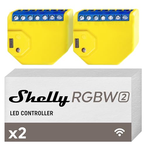 Shelly RGBW2 | WLAN-gesteuertes Relais für smarte RGBW LED-Streifen | Hausautomation | Alexa & Google Home kompatibel | iOS Android App| Kein Hub nötig | Timer | Dimmbare Leuchten | (2 Pack) von Shelly