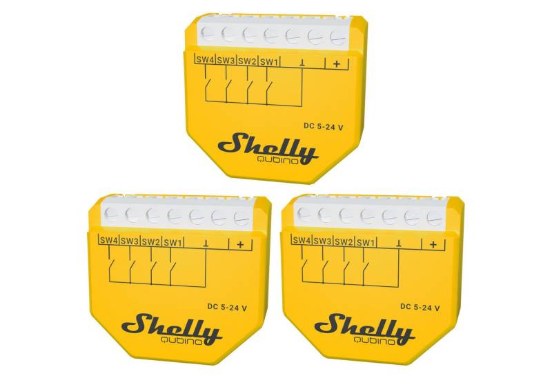 Shelly SHELLY Szenenaktivierer Wave i4 DC, Unterputz, gelb, 3 Stück Wandtaster von Shelly