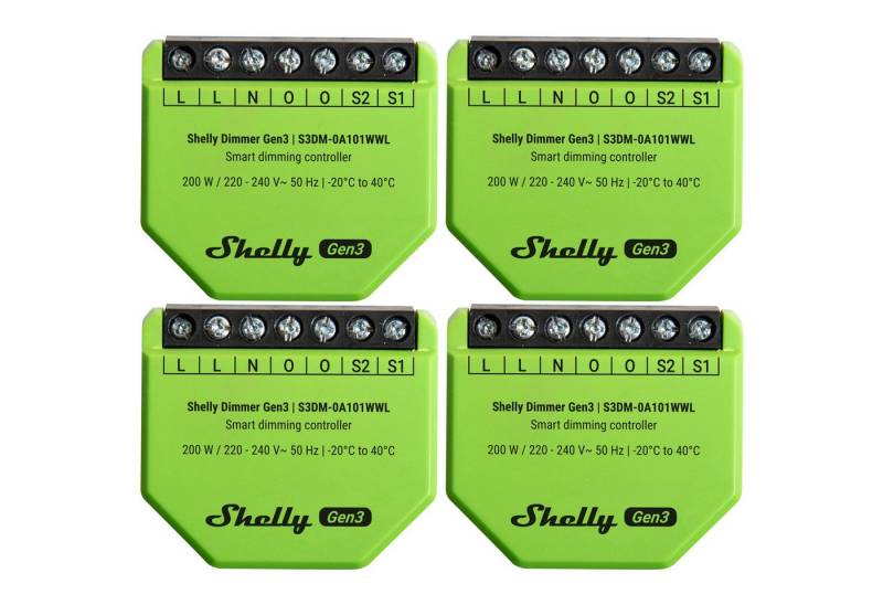 Shelly SHELLY Unterputz-Dimmer Gen3, 4 Stück Smarter Lichtschalter von Shelly