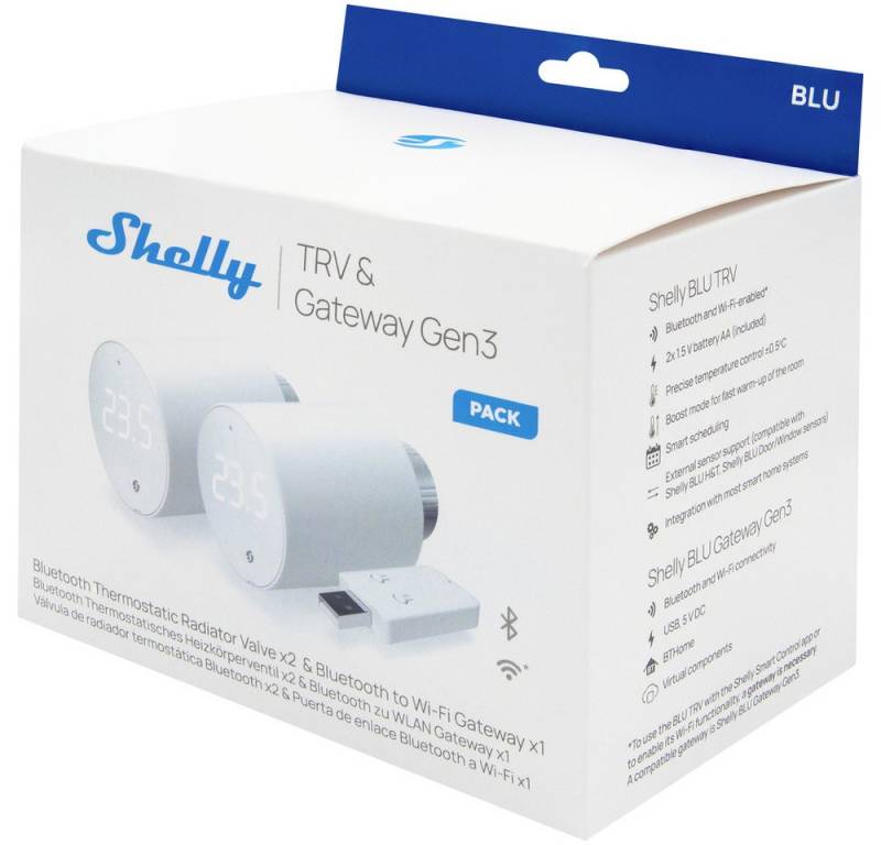 Shelly Shelly Shelly BLU TRV Heizkörperthermostat 2-er Pack Gateway, Heizkör Smart-Home-Zubehör von Shelly