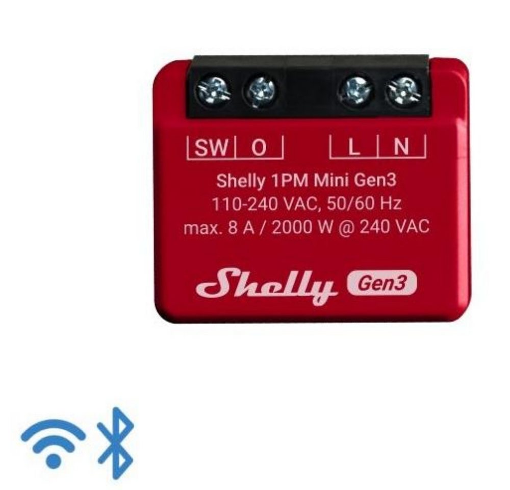 Shelly Shelly Plus 1PM Mini Gen3, WLAN + Bluetooth Schaltaktor mit Unterputzschalter Shelly Shelly Plus 1PM Mini Gen3, WLAN + Bluetooth Schaltaktor mit Unterputzschalter von Shelly