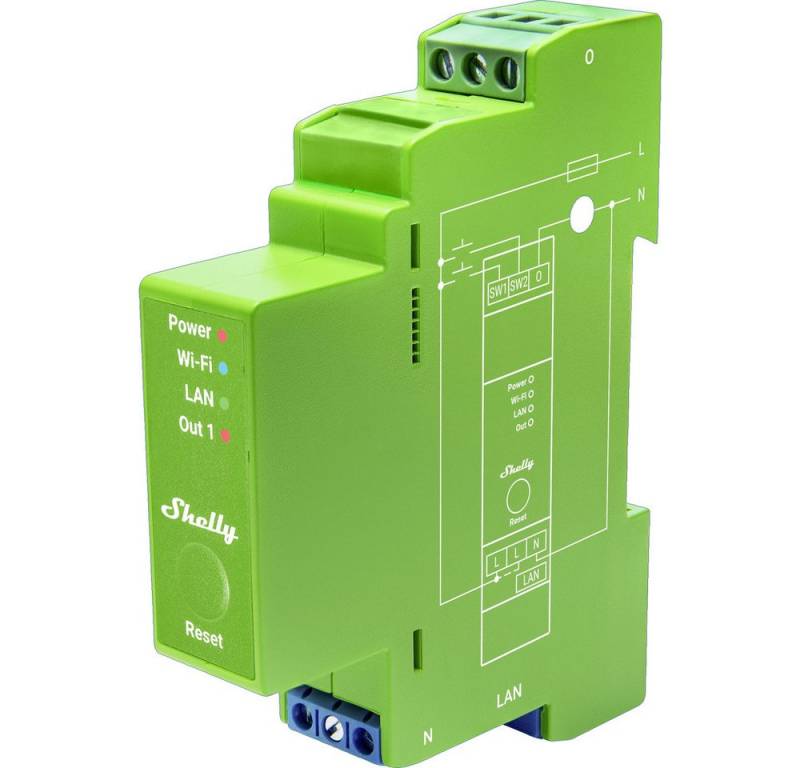 Shelly Shelly Shelly Pro Dimmer 1PM Hutschienenrelais Bluetooth, Wi-Fi Smart-Home-Zubehör von Shelly