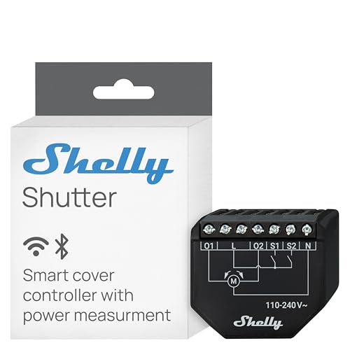 Shelly Shutter - WLAN-betriebener Smart-Relaisschalter, 2 Kanäle, 4A, Leistungsmessung, Rolladenschalter, Jalousien, Hausautomation, Fernsteuerung, Kein Hub Erforderlich, Alexa & Google Home von Shelly
