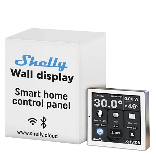 Shelly Wall Display Weiß | WLAN & Bluetooth EIN intelligentes Bedienfeld mit integriertem 5-A-Schalter und Farbdisplay | Hausautomation | Leistungsüberwachung | iOS Android App | LUX-Sensoren von Shelly