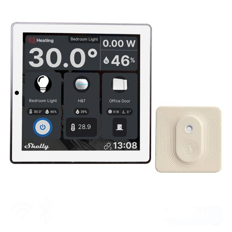Shelly Wanddisplay Weiß & Blu Feuchtigkeits- und Temperatursensor von Shelly