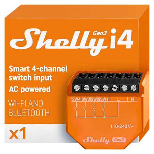 Shelly i4 Gen3 | WLAN-Smart-Controller mit 4 digitalen Eingängen Schalter | Hausautomation | Funktioniert mit Alexa | iOS-Android-App | Kein Hub erforderlich | Fernsteuerung | Multi-Klick Shelly i4 Gen3 | WLAN-Smart-Controller mit 4 digitalen Eingängen Schalter | Hausautomation | Funktioniert mit Alexa | iOS-Android-App | Kein Hub erforderlich | Fernsteuerung | Multi-Klick von Shelly