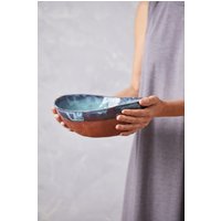 Extra Große Handgearbeitete Keramik Ovale Servierschale, Türkis Abendessen Tiefblaue Keramikschale, Geschenk Für Mama von ShellyClayspot