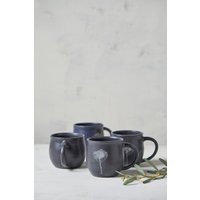 Set Von 2 Einzigartigen Schwarzen Keramik-Kaffeetassen, Handgemachte Keramik-Tassen-Set, Keramik-Tasse Mit Baum-Bild, Natur-Rustikale von ShellyClayspot