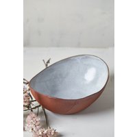 Weiß Handgemachte Ovale Servierschüssel, Rustikale Tiefe Schüssel, Keramiksalat Einzigartige Große Keramikschüssel, Hochzeitsgeschenk von ShellyClayspot