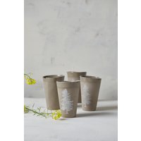 Zwei Große 11 Unzen Keramik Handgefertigte Tassen, Kegelform Rustikal Grau 2Er-Set Trinkgläser Mit Baum, Kaffeetassen Set, Mama Weihnachtsgeschenk von ShellyClayspot