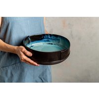 xl Keramik Tiefe Servierschüssel, Schäferhund Pie Schwarz Auflaufform, Runde Auflaufform Mit Hohem Rand, Hochzeitsgeschenk von ShellyClayspot