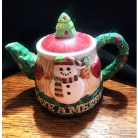 Vintage Fitz & Floyd Have A Merry Christmas Teekanne von ShellysVintageGifts