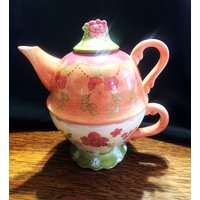 Vintage Tracey Porter Handbemaltes Porzellan Eine Person Teekanne/Tasse Set - Atemberaubend von ShellysVintageGifts