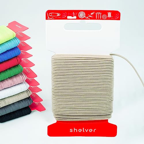 Shelver Hochwertige elastische Schnur, 1,5 mm, Beige, 20 m Shelver Hochwertige elastische Schnur, 1,5 mm, Beige, 20 m von Shelver