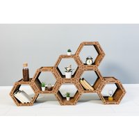 Antik Bücherregal - Hexagon Regal Handgemachte Waben Home Dekor Bücherregal Schöne Holz Geometrisch Montiert Regale Geschenk Für Ihn von ShelvesHoneycombArt