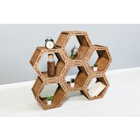 Bücherregal, Kabinettbuchregal, Handgemachtes Benutzerdefiniertes Modulare Gehäuse, Bienenwaben-Bücherregal, Aufbewahrungseinheit, Holzkiste von ShelvesHoneycombArt