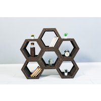 Bücherregal Auswalung Holz Vitrine Geschenk Regale Hexagon von ShelvesHoneycombArt