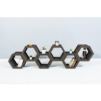 Hexagon Regale - Waben Regal Schöner Tisch Stehend Custom Home Decor Bücherregal Handgemachte Kleine Sechseck Regale Aus Holz Geschenk Für Ihn von ShelvesHoneycombArt