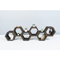 Hexagon Shelves - Honeycomb Shelf Schöner Tisch Benutzerdefinierte Wohnkultur Bücherregal Handgefertigte Kleine Hexagon-Regale Aus Holz Geschenk von ShelvesHoneycombArt