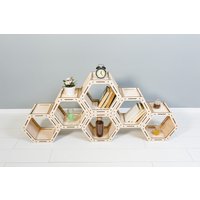 Waben Regale - Sechseck Regal Handgemachte Buchaufbewahrung Aus Holz Stehend Home Decor Regale Schöne Montierte Buchhülle von ShelvesHoneycombArt