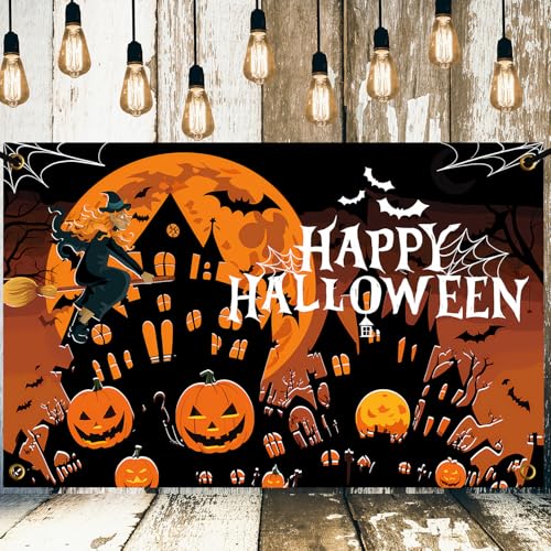 Halloween Deko Banner Horror-Thema Geist Schläger Kürbis Laterne Großes Happy Halloween Fotohintergrund Banner Halloween Party Deko Garten Indoor Outdoor 180 X 110 cm Halloween Deko Banner Horror-Thema Geist Schläger Kürbis Laterne Großes Happy Halloween Fotohintergrund Banner Halloween Party Deko Garten Indoor Outdoor 180 X 110 cm von ShengDexin