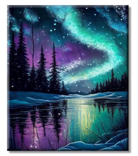 Malen nach Zahlen Erwachsene, DIY Handgemalt Aurora Ölgemälde Kit, Paint by Numbers Adult Mit 3 - Pinseln und Acrylfarbe knitterfreie leinwand Kit - 40 X 50 CM von ShengDexin