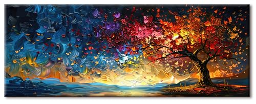 ShengDexin Leinwand Bilder Baum Des Lebens Groß 120x30 cm, Wandbilder Wohnzimmer Kein Rahmen, Poster & Kunstdrucke Wandbilder Schlafzimmer Wandgemälde Zimmer Deko auf Wand Dekoration Wall Art von ShengDexin