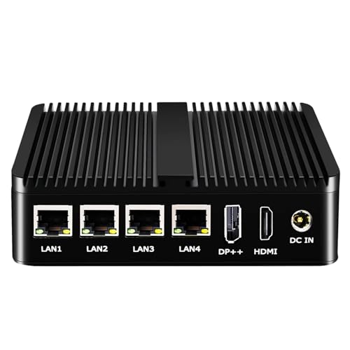 ShengOrigin Firewall Mini PC Lüfterlose Alder Lake-N N100 Router 4.i225-V LAN 2.COM RS485 RS232 Industrial 2.4K Unterstützung PF-Sense, OPNsense, 8GB DDR4 256GB SSD von ShengOrigin