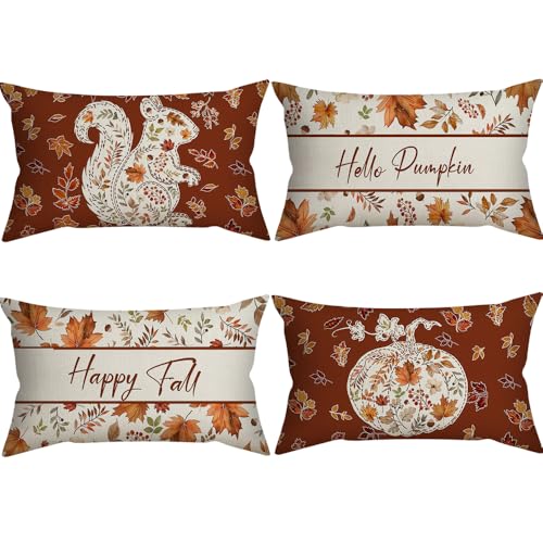 Herbst Kissenbezüge 30x50 4er Set, Kissenbezug Herbst Kürbis, kissenhülle Herbst, Leinen Kissenbezug 30x50, für Bauernhaus Thanksgiving Halloween Bettwäsche Wohnzimmer Herbst Dekoration Herbst Kissenbezüge 30x50 4er Set, Kissenbezug Herbst Kürbis, kissenhülle Herbst, Leinen Kissenbezug 30x50, für Bauernhaus Thanksgiving Halloween Bettwäsche Wohnzimmer Herbst Dekoration von Shengou