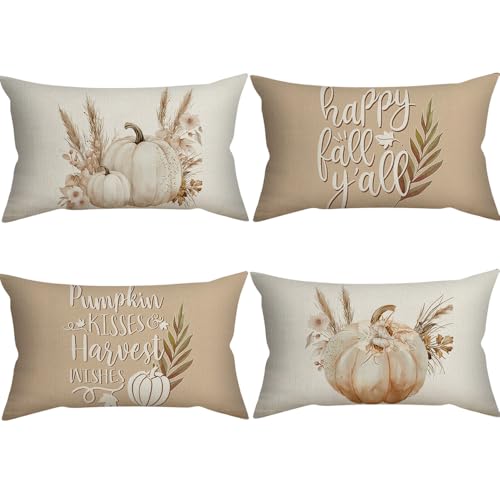Herbst Kissenbezüge 30x50 4er Set, Kissenbezug Herbst Kürbis, kissenhülle Herbst, Leinen Kissenbezug 30x50, für Bauernhaus Thanksgiving Halloween Bettwäsche Wohnzimmer Herbst Dekoration Herbst Kissenbezüge 30x50 4er Set, Kissenbezug Herbst Kürbis, kissenhülle Herbst, Leinen Kissenbezug 30x50, für Bauernhaus Thanksgiving Halloween Bettwäsche Wohnzimmer Herbst Dekoration von Shengou