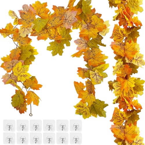 2 Stück Künstliche Herbstgirlande Ahornblätter,Herbst Girlande Ahornblätter,Ahorn Blättergirlande,Herbstblätter Girlande Herbstgirlande für Drinnen Draußen Hochzeits Chmücken,Thanksgiving (Mit Haken) 2 Stück Künstliche Herbstgirlande Ahornblätter,Herbst Girlande Ahornblätter,Ahorn Blättergirlande,Herbstblätter Girlande Herbstgirlande für Drinnen Draußen Hochzeits Chmücken,Thanksgiving (Mit Haken) von Shengruili