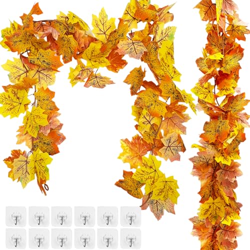 2 Stück Künstliche Herbstgirlande Ahornblätter,Herbst Girlande Ahornblätter,Ahorn Blättergirlande,Herbstblätter Girlande Herbstgirlande für Drinnen Draußen Hochzeits Chmücken,Thanksgiving (Mit Haken) 2 Stück Künstliche Herbstgirlande Ahornblätter,Herbst Girlande Ahornblätter,Ahorn Blättergirlande,Herbstblätter Girlande Herbstgirlande für Drinnen Draußen Hochzeits Chmücken,Thanksgiving (Mit Haken) von Shengruili