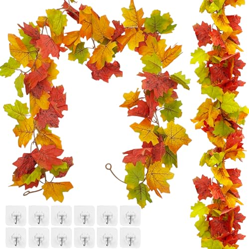 2 Stück Künstliche Herbstgirlande Ahornblätter,Herbst Girlande Ahornblätter,Ahorn Blättergirlande,Herbstblätter Girlande Herbstgirlande für Drinnen Draußen Hochzeits Chmücken,Thanksgiving (Mit Haken) 2 Stück Künstliche Herbstgirlande Ahornblätter,Herbst Girlande Ahornblätter,Ahorn Blättergirlande,Herbstblätter Girlande Herbstgirlande für Drinnen Draußen Hochzeits Chmücken,Thanksgiving (Mit Haken) von Shengruili