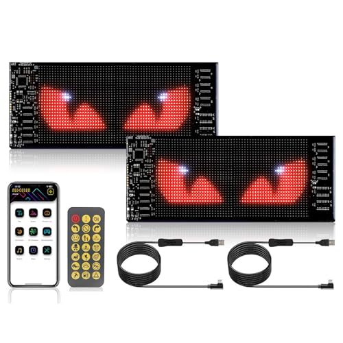 2Pcs Devil Eyes Light For Cars Led Augen für Lkw,Teufelsaugen Lichter für Autos,Programmierbares Flex-Auto-LED-Display für Auto,LKW,Text,Graffiti,Smart App,Bluetooth USB(70mm*173mm) von Shengruili